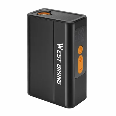 WEST BIKING YP0711210 Mini Brushless Electric Air Pump 1500mAh 120PSI with 4 in 1 Valve for Bicycle Tires - Black