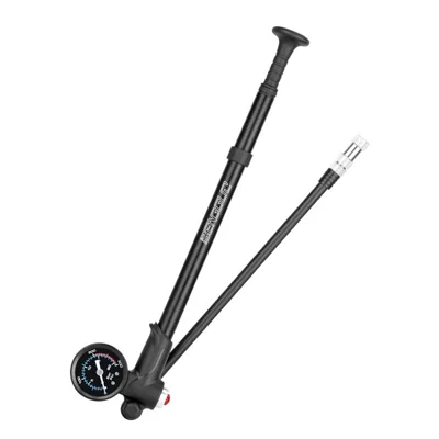 BENGGUO 300PSI Bicycle Fork Shock Pump Aluminum Alloy Bike Air Pum with Pressure Gauge for Mountain Bike - Black