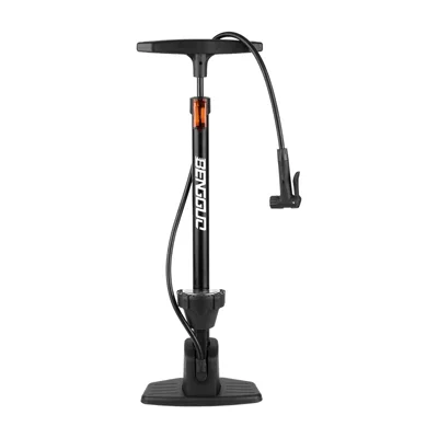 BENGGUO BG-1652 230PSI High Pressure Air Pump with Gauge Dual Valve Inflator for Bicycle Motorcycle Car Tires - Black