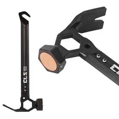 CLS Outdoor Camping Tent Peg Hammer Stainless Steel+Aluminum Alloy Handle Nail Puller - Black