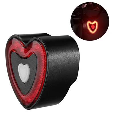 WEST BIKING YP0701481 Smart Bike Tail Light Heart Shape Brake Sensing Cycling Safety Warning Light