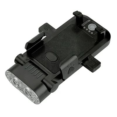 4 in 1 Bike Front Light Bicycle Headlight Phone Holder with Speaker / Power Bank Function for 4.5-6.5 Inch Phones - Black