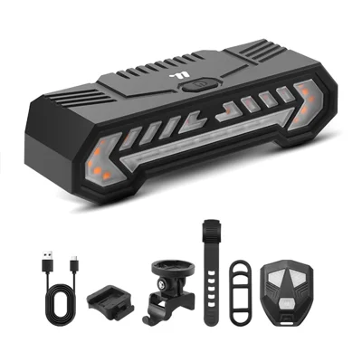 Feu arrière de vélo WEST BIKING YP0701503, feu arrière avec commande à distance sans fil, clignotant, lampe de sécurité avec avertisseur sonore - Noir