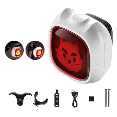 WEST BIKING YP0701505 Smart Anime IP Bike Tail Light Brake Sensing Warning Light for Mountain/Road Cycling - White/Style A