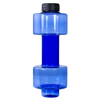 Bouteille d'eau de 550 ml en forme d'haltère, gobelet portable en plastique pour salle de sport (sans BPA, non soumis à la FDA) - Bleu