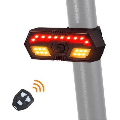 WEST BIKING YP0701314 Велосипедный светодиодный задний фонарь, велосипедный звуковой сигнал, указатель поворота, предупреждающий задний фонарь с пультом дистанционного управления