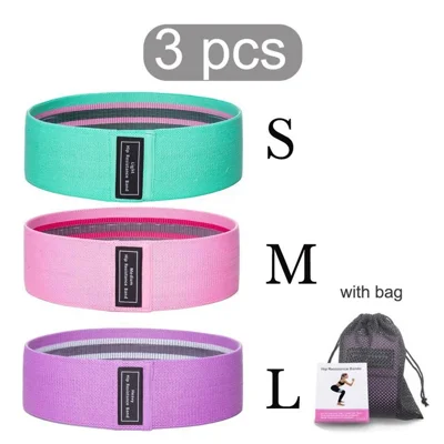 WOSWEIR FE0102 3Pcs / Set Fabric Resistance Bands 3 Levels Exercise Bands Set for Women Men - Green+Pink+Purple