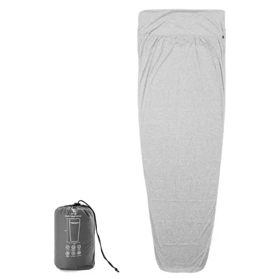 QUNATURE 600178 Sacco Lenzuolo 215x80 cm, Sacco Nido Portatile, Foglio da Viaggio Antipolvere, Termico, Interno per Campeggio - Grigio Chiaro