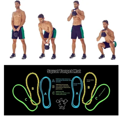 Kniebeugen-Zielmatte 35 x 80 cm, Kristallvelours mit Silikonboden, Hüftmuskel-Trainingsauflage, Workout-Assistent – Schwarz