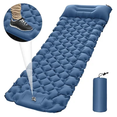 Materasso da Campeggio Impermeabile Gonfiabile Letto Singolo con Cuscino d'Aria - Blu