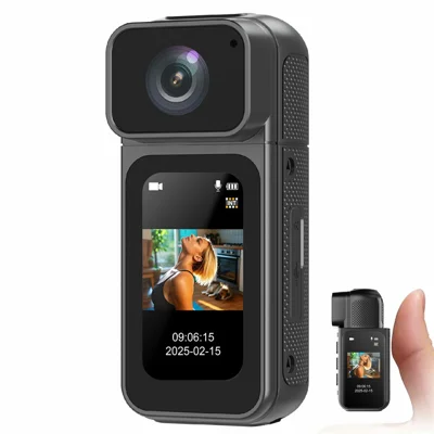 S80 Thumb Camera 2.7K Ultra HD 180 Degree Rotatable Lens 1.47 Inch Screen WiFi Mini Action Camera - Black