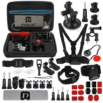 PULUZ PKT10 45 in 1 Kit for GoPro Action Camera Large Storage Case Chest Mount Head Strap Floating Handle Set