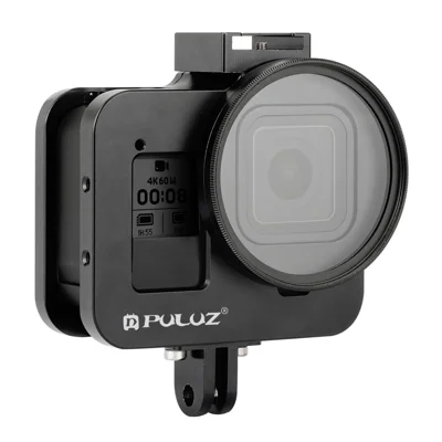 PULUZ PU358B For GoPro HERO8 Black CNC Aluminum Alloy Protective Cage with Insurance Frame and 52mm UV Lens