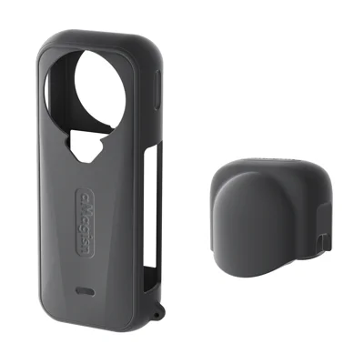 AMAGISN For Insta360 X4 Air Silicone Protective Case Shockproof Camera Body Cover with Lens Cap - Black