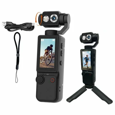Q8 Action Camera 4K Video Recording 180 Degree Rotating Lens Auto Focus Mini Handheld Sports Cam (without Memory Card) - Black