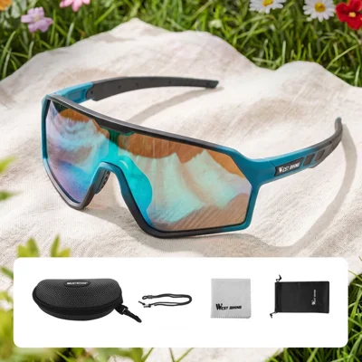 WEST BIKING YP0703201-202 Kids Photochromic Cycling Glasses UV400 Protection Lightweight for Outdoor Sports - Sea Shell Blue