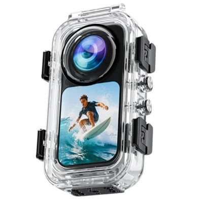 Прозрачный водонепроницаемый корпус для Insta360 X6 с бесступенчатым креплением, глубина до 60 м, совместим с магнитным быстросъёмным креплением