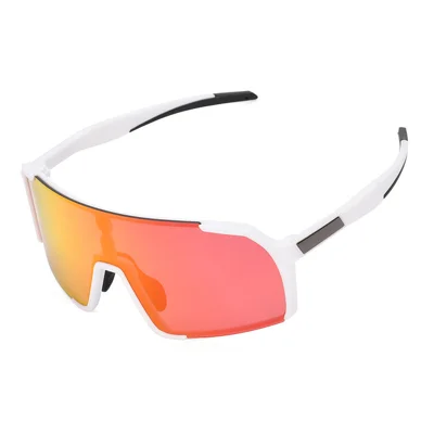 UY 057KC Kids Polarized Sports Sunglasses PC + TR90 UV400 Protective Eyewear for Cycling - White Frame Full Red Lens