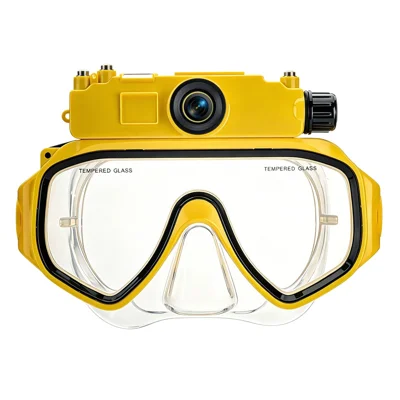 Máscara de Mergulho XT191 com Câmera 4MP, 15m à Prova de Água, Óculos HD para Fotografia Subaquática - Amarelo
