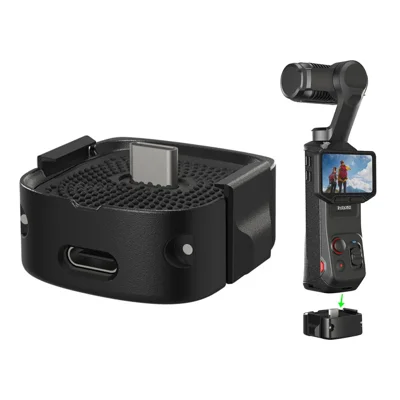Base adattatore di ricarica per Insta360 Luna Ultra / Luna Pro, metallo, doppia interfaccia Type-C, attacco treppiede filettato 1/4 di pollice - Nero