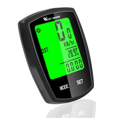 WEST BIKING Aanraakscherm Fiets Bedraad LED Digitaal Tarief Kilometersteller Stopwatch Snelheidsmeter - Zwart