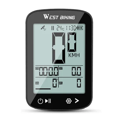 WEST BIKING YP0702115 2.4 Inch Display Wireless GPS Bike Computer Bluetooth-compatible for Road Mountain Bike Cycling - Black