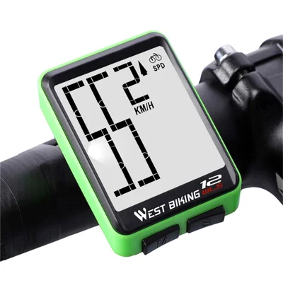 WEST BIKING 0702041 MTB Road Bike Computer Backlight Waterproof Wireless Cycling Speedometer - Green