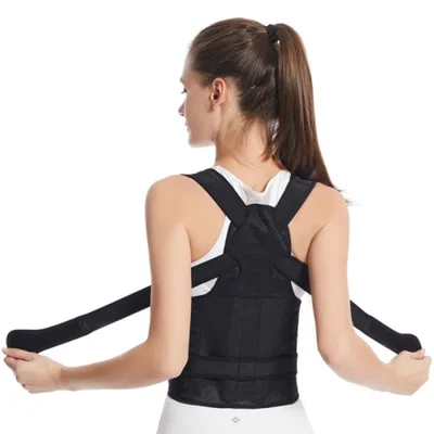 MK-098 Corretor de Postura Ajustável para Adultos Composto de Neoprene e Tecido de Malha + Cinto de Suporte para Lombares e Costas - P