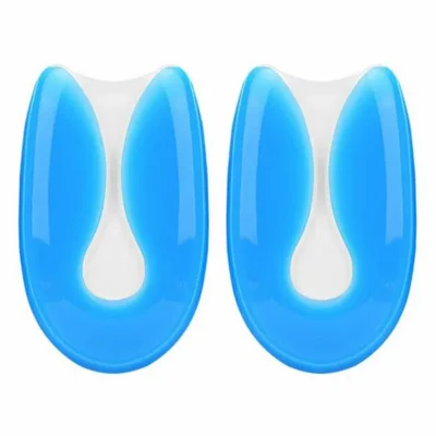 1 par de plantillas de silicona para talón Cojín de suela Alivia el dolor Fascitis plantar Protectores Inserciones de almohadilla para zapatos, azul - S