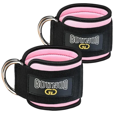 GOUNOD HJ026 1 Pair Fitness Ankle Straps with D Ring Gym Leg Strength Workouts Pulley - Pink