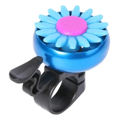 S25-402 Flower Shaped Bicycle Bell Kids Bikes Safety Alert Aluminum Alloy Handlebar Mount Bell - Blue