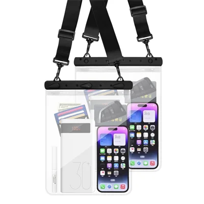 IPX8 Waterproof Dry Case Bag for Phones Tablets Up to 13 inch ABS PVC Sealed Touchscreen Floating Pouch - Black