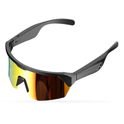 YJ006 2 in 1 Bluetooth-kompatible Smart-Brille UV400 windabweisend Fahrrad Audio-Sonnenbrille 130mAh Typ-C Schnellladung - Elektroplattierte Orange Linse