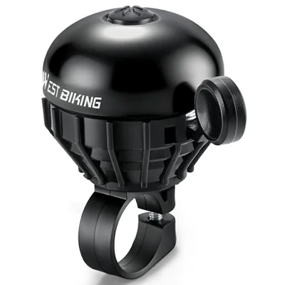 WEST BIKING YP0706061 Aluminum Alloy Bicycle Thumb Bell Waterproof Rustproof High Decibel Cycling Warning Horn - Black