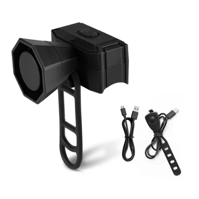 WEST BIKING YP0706071 Bicycle Electric Bell Line-Controlled Bike Horn High Decibel Cycling Bell for Mountain Bikes - Black