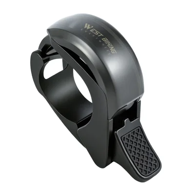 CAMPANILLA DE BICICLETA WEST BIKING YP0706076 DE ALEACIÓN DE ALUMINIO, DISEÑO DE BALLENA INVISIBLE, PARA MANILLAR DE BICICLETA DE MONTAÑA Y CARRETERA 22,2-31,8 MM - NEGRO