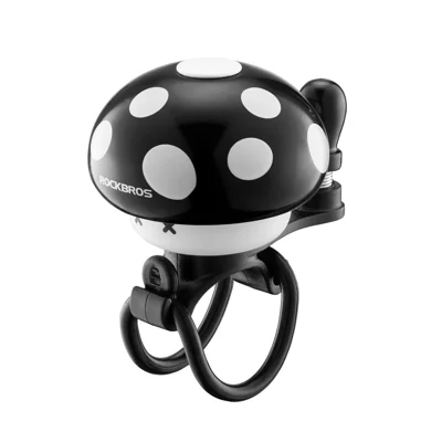 ROCKBROS 340026 80dB Bicycle Bell 22-34mm Handlebar Mount Copper Alloy Mushroom Shape Bell for Road Mountain Folding Bikes - Black