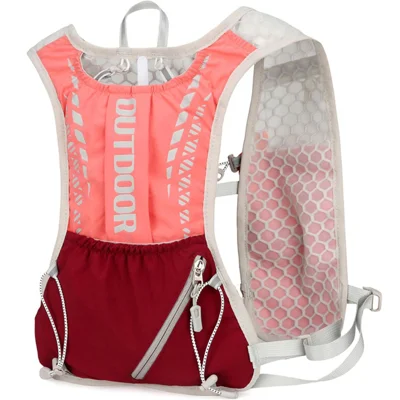 Running Vest Pack Lightweight Breathable Polyester Honeycomb Mesh Hydration Backpack for Trail Running Marathon Hiking Cycling - Pink