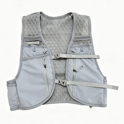 Reflective Running Vest Water Resistant Multi Pocket Storage Hydration Pack for Outdoor Sports - Gray