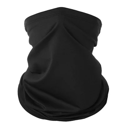 Dust and Sun Protection Summer Outdoor Cycling Half Face Mask Solid Color Ice Silk Elastic Neck Gaiter - Black