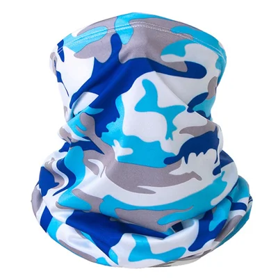 Estate Traspirante All'aperto Ciclismo Mezza Faccia Maschera Solare Protezione Solare Ghiaccio Scollo A Seta Ghetta - Camouflage Sky Blue.