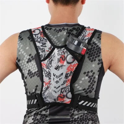 Outdoor Sports Water Bottle Chest Bag Breathable Cycling Night Running Bag Reflective Shoulder Backpack for 65-130cm Waist - Black Red