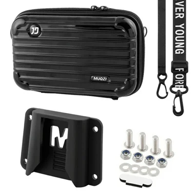 MUQZI Portable Storage Bag for Bike Hard Shell Front Bag with Aluminum Alloy Base / Strap - Black