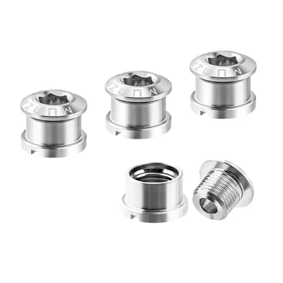 MUQZI 4Pcs Bicycle Disc Brake Bolts TC4 Titanium Alloy MTB Bike Rotor Bolts - A Style 5/6MM Double Lock Natural Color