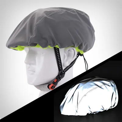 Cubierta Reflectante para Casco de Bicicleta, Funda Impermeable de Seguridad con Cordón para Mejor Visibilidad Nocturna