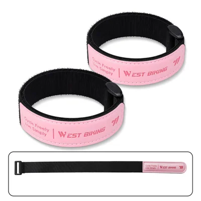 WEST BIKING YP0719519 1 Pair Nylon + Leather Cycling Leg Straps for Mountain Road Bikes - Pink