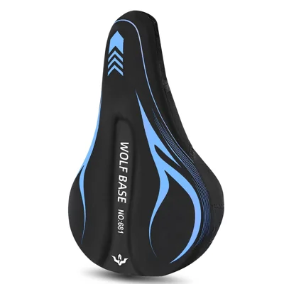 Coussin de selle de vélo WOLF BASE TQ-681, 4 cm d'épaisseur, en mousse à mémoire de forme, antidérapant et respirant pour vélo de route et VTT - Bleu