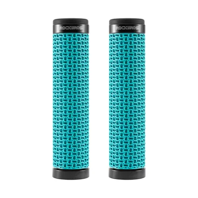 ROCKBROS TPS-3D001 Bike Handlebar Grips 3D Printed Lattice Structure Anti Slip Aluminum Alloy Lock Ring TPU + ABS Cover for Mountain Bike Cycling - Blue