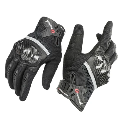 RIDING TRIBE MCS-56 Carbon Fiber Texture Glass Fiber Motorcycle Riding Full Finger Gloves Knuckle Protection Touch Screen for Cycling Motorbike Sports - Black/L
