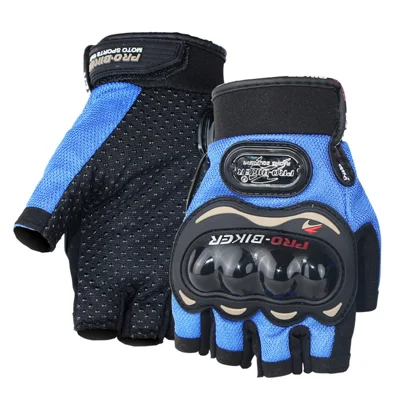 PRO-BIKER MCS-04C Half Finger Motorcycle Riding Gloves Breathable Knuckle Protection Gloves for Cycling Motorbike Sports - Blue/M